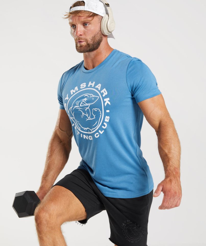 Men's Gymshark Legacy T-Shirts Blue | CA 135A60